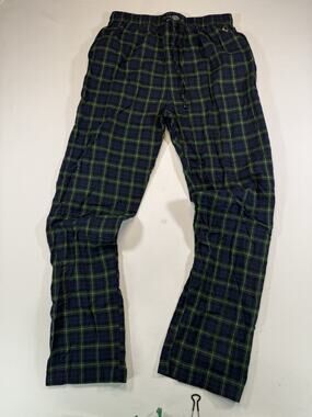 Polo Ralph Lauren Plaid Pajama Lounge Pants Mens Medium Blue Green Sleepwear